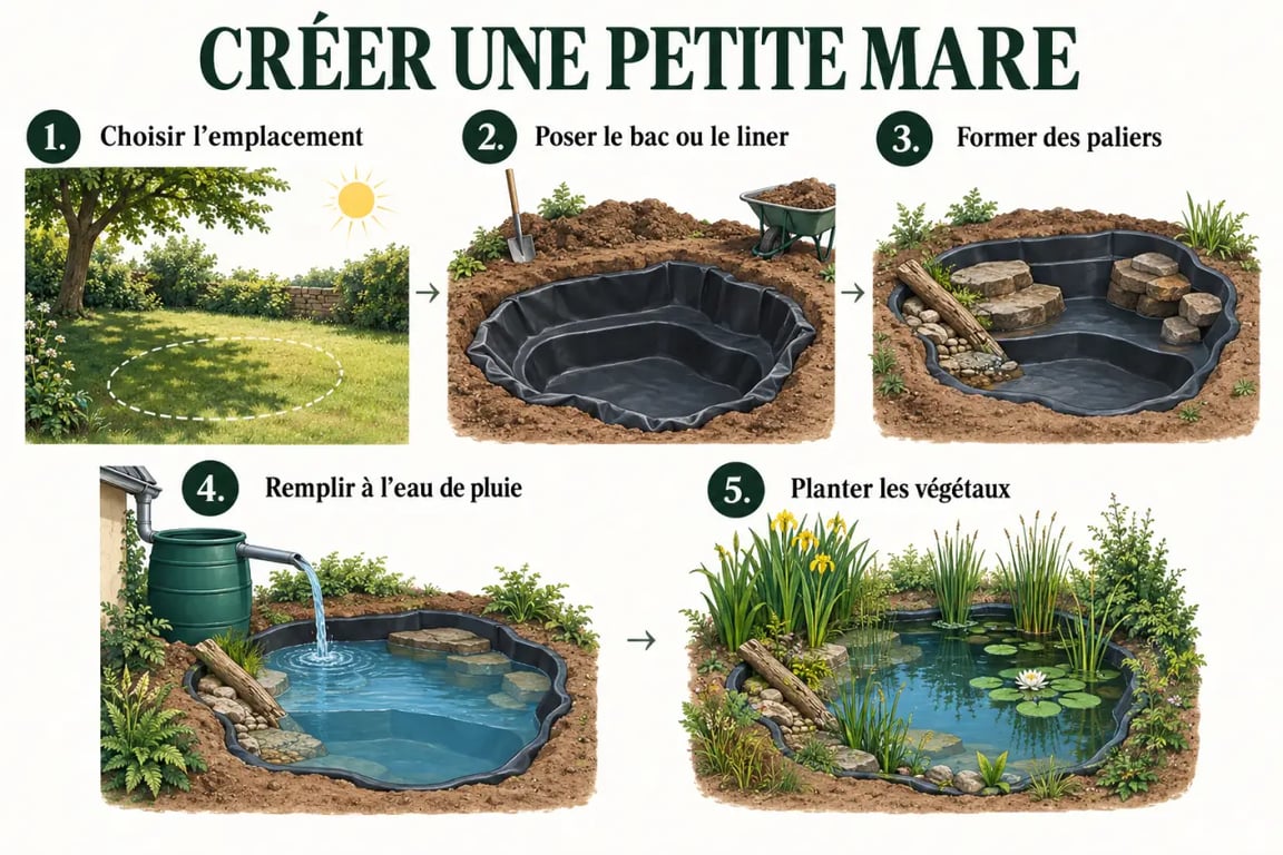 Petite mare de jardin : étapes d’installation, d’étanchéité et de plantation