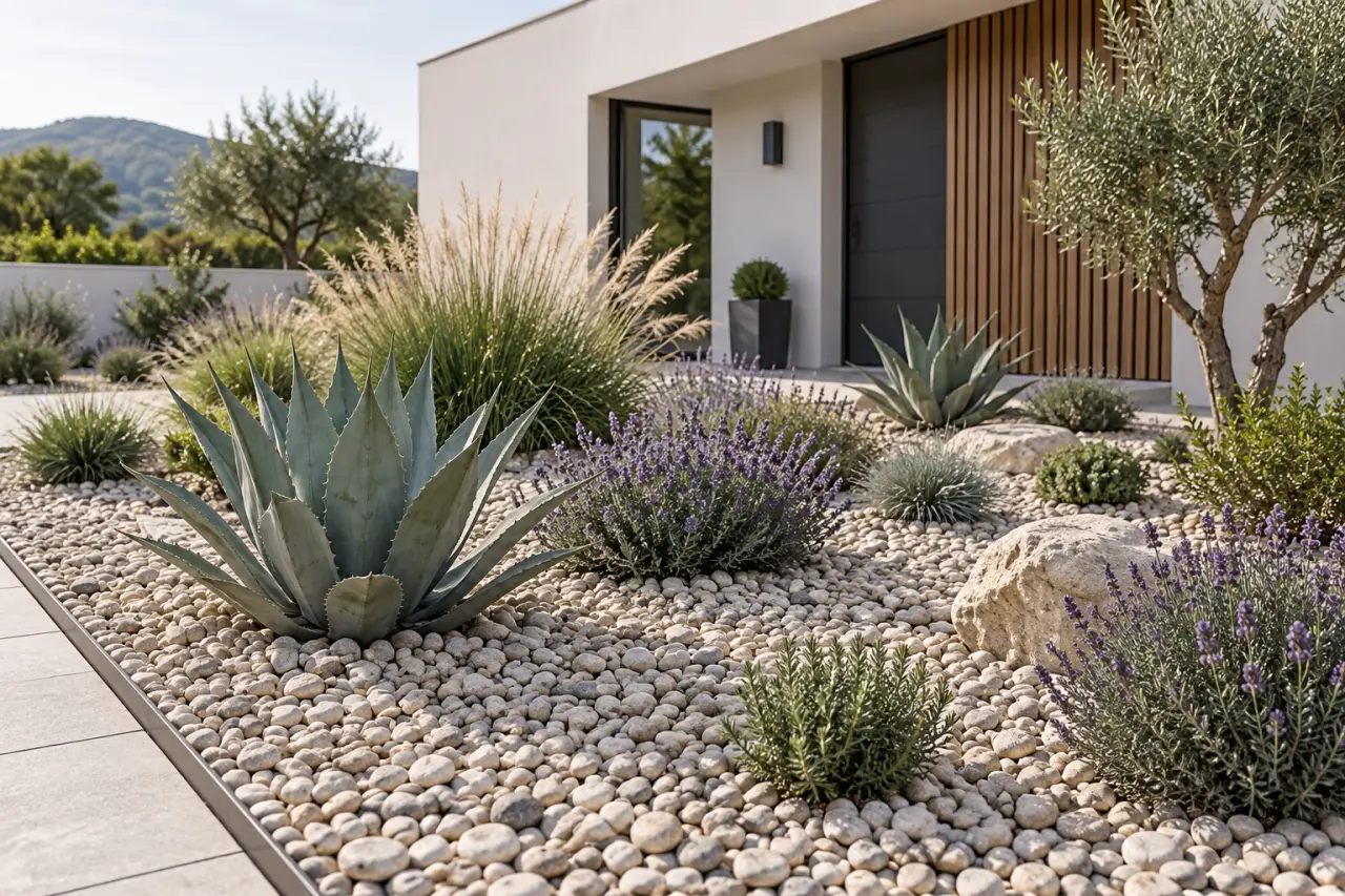 Massif avec galets : 3 à 5 cm pour un décor minéral facile à entretenir