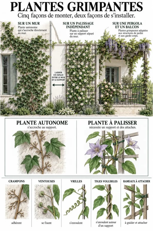 Plantes grimpantes liste des modes de grimpe et supports adaptés à une façade