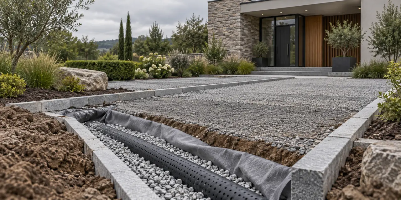 Une allée d’entrée réussie commence par le drainage, pas par le revêtement
