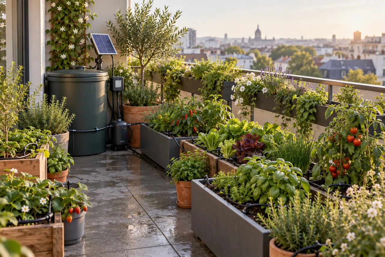 Arrosage automatique balcon : sans robinet ni prise, quel système tient vraiment 3 semaines ?